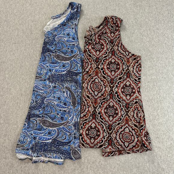 Tommy Hilfiger & Longyuan Tank Top Bundle of 2 WMNS XL Paisley Print Sleeveless - Picture 1 of 14